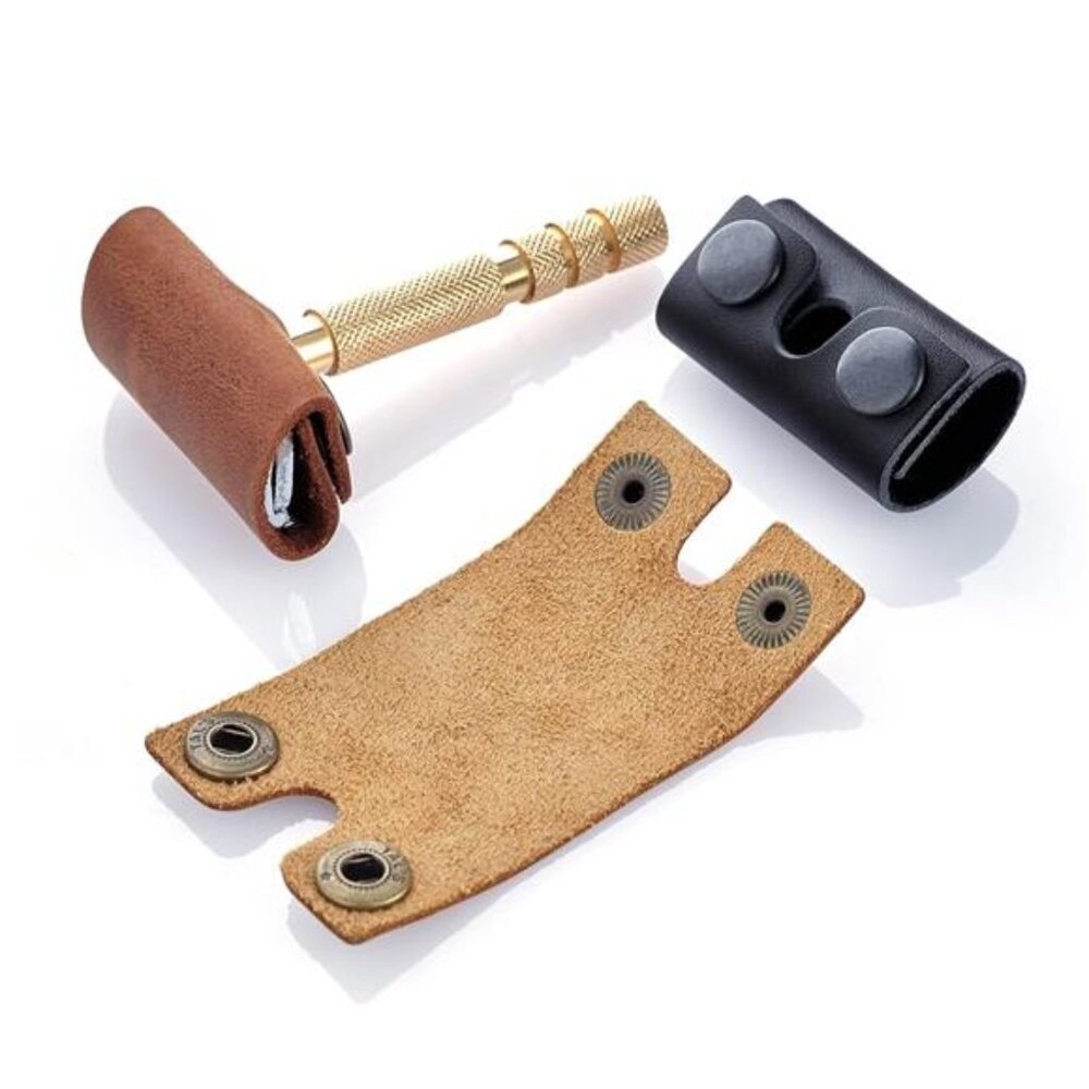 Safety Razor Head Protecting Leather Cover, Genuine Cowhide Leather - Picture 7 of 7